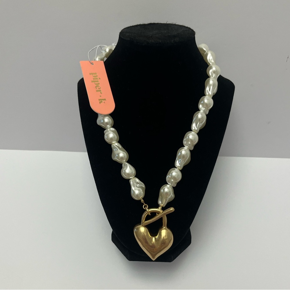 Piper Gold and White Heart Necklace - Picture 11 of 15